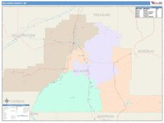 Big Horn County, MT Digital Map Color Cast Style